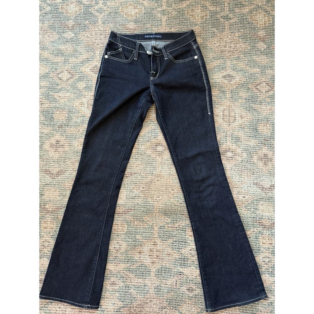 Y2K Rock & Republic Low Rise Bootcut Jeans Women’s Size 6 Dark Wash Embellished